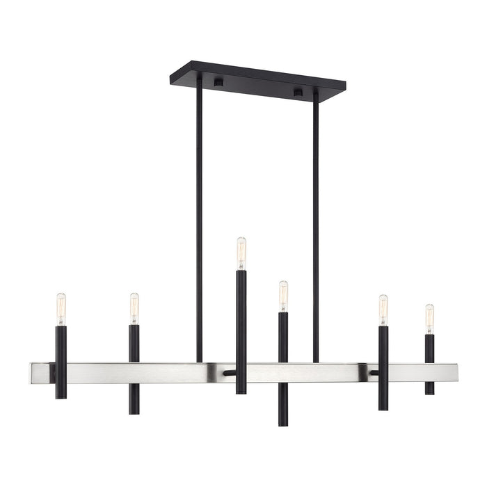 Livex Lighting - 49336-04 - Six Light Linear Chandelier - Denmark - Black with Brushed Nickel