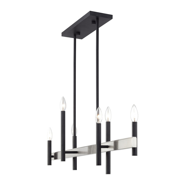 Livex Lighting - 49336-04 - Six Light Linear Chandelier - Denmark - Black with Brushed Nickel