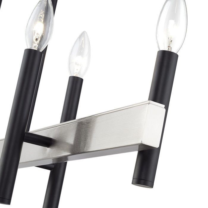 Livex Lighting - 49336-04 - Six Light Linear Chandelier - Denmark - Black with Brushed Nickel