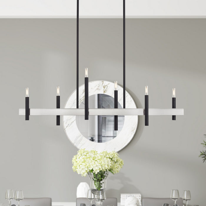 Livex Lighting - 49336-04 - Six Light Linear Chandelier - Denmark - Black with Brushed Nickel