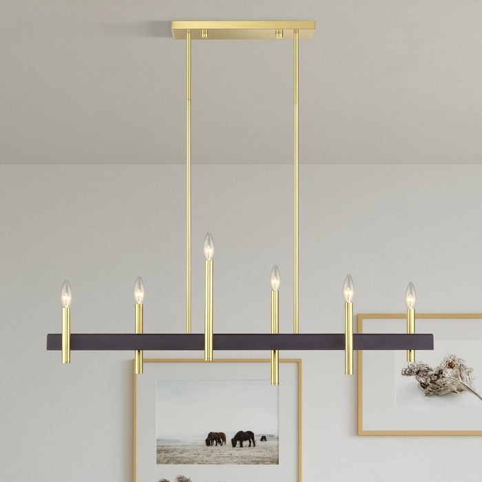 Livex Lighting - 49336-12 - Six Light Linear Chandelier - Denmark - Satin Brass with Bronze