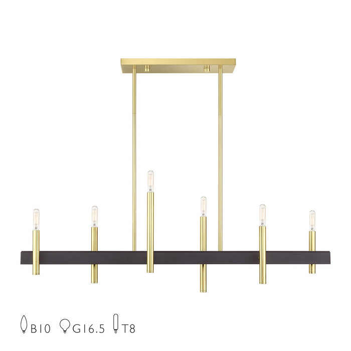 Livex Lighting - 49336-12 - Six Light Linear Chandelier - Denmark - Satin Brass with Bronze