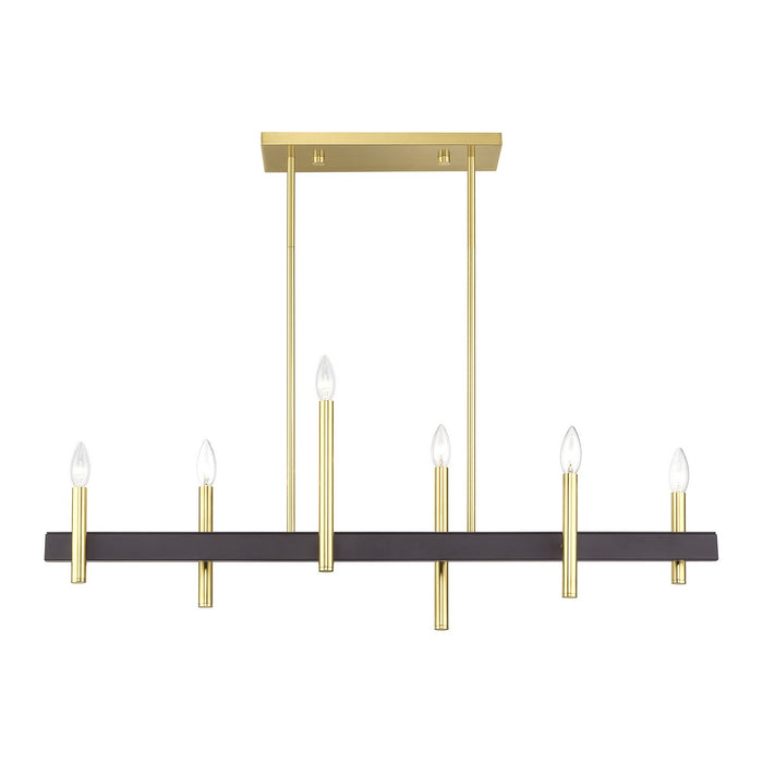 Livex Lighting - 49336-12 - Six Light Linear Chandelier - Denmark - Satin Brass with Bronze