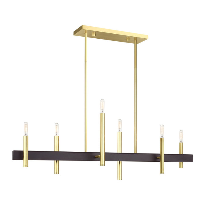 Livex Lighting - 49336-12 - Six Light Linear Chandelier - Denmark - Satin Brass with Bronze