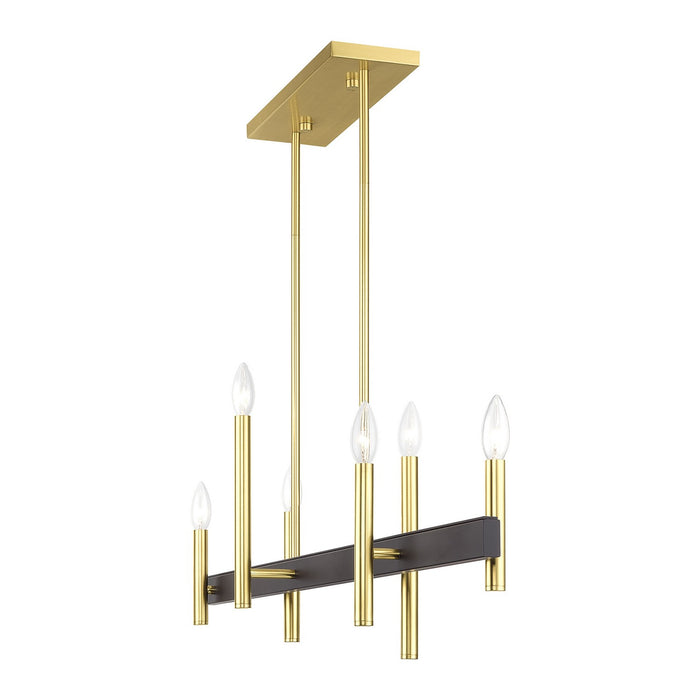 Livex Lighting - 49336-12 - Six Light Linear Chandelier - Denmark - Satin Brass with Bronze