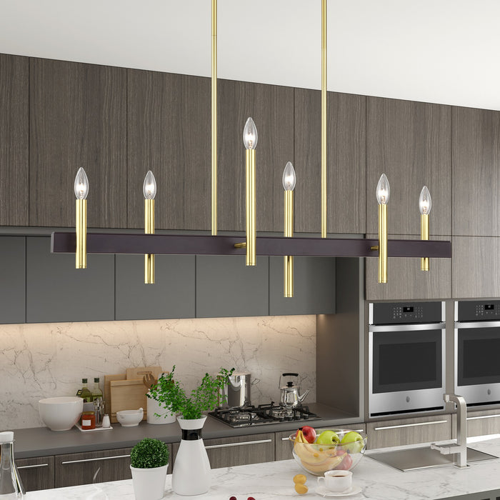 Livex Lighting - 49336-12 - Six Light Linear Chandelier - Denmark - Satin Brass with Bronze