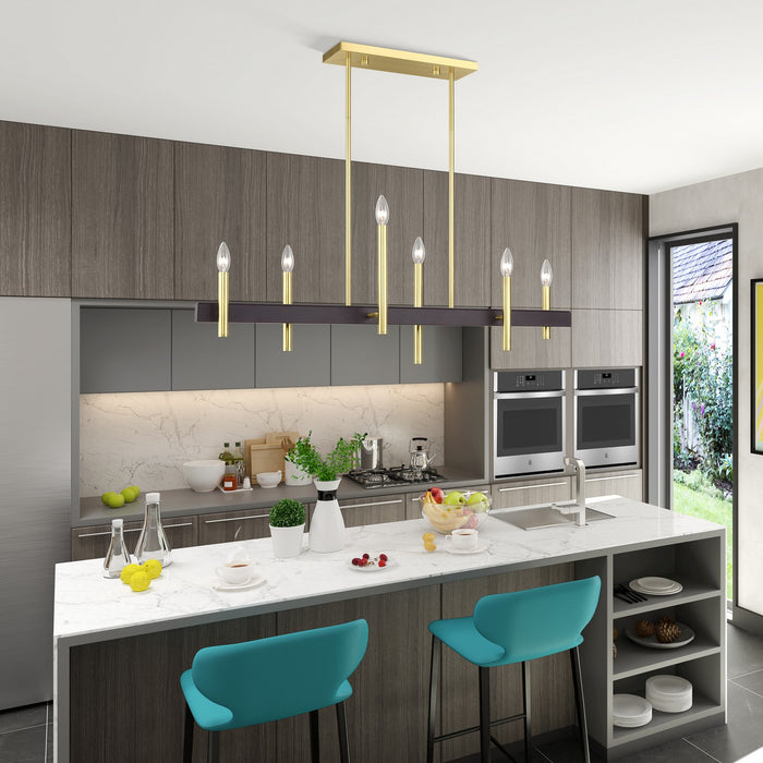 Livex Lighting - 49336-12 - Six Light Linear Chandelier - Denmark - Satin Brass with Bronze