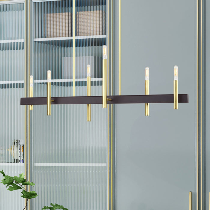 Livex Lighting - 49336-12 - Six Light Linear Chandelier - Denmark - Satin Brass with Bronze