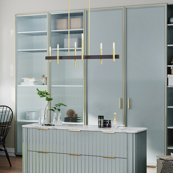 Livex Lighting - 49336-12 - Six Light Linear Chandelier - Denmark - Satin Brass with Bronze