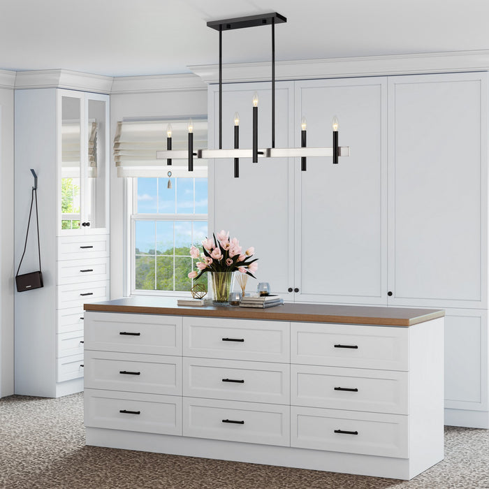 Livex Lighting - 49336-46 - Six Light Linear Chandelier - Denmark - Black Chrome with Brushed Nickel