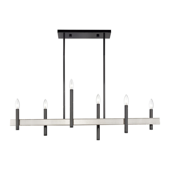 Livex Lighting - 49336-46 - Six Light Linear Chandelier - Denmark - Black Chrome with Brushed Nickel