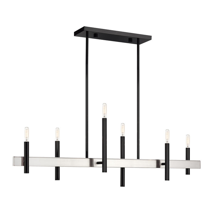 Livex Lighting - 49336-46 - Six Light Linear Chandelier - Denmark - Black Chrome with Brushed Nickel
