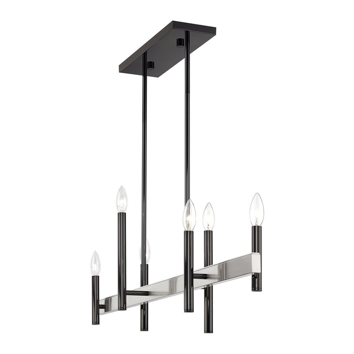 Livex Lighting - 49336-46 - Six Light Linear Chandelier - Denmark - Black Chrome with Brushed Nickel