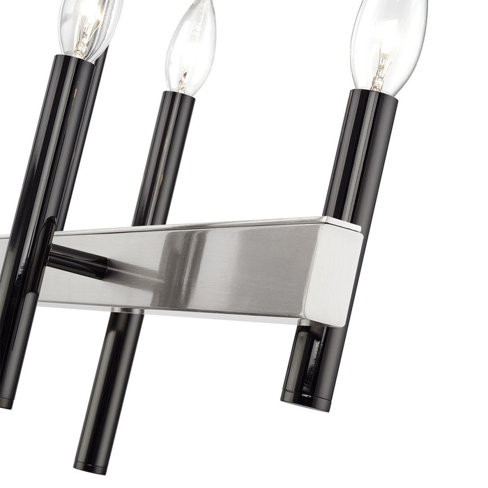 Livex Lighting - 49336-46 - Six Light Linear Chandelier - Denmark - Black Chrome with Brushed Nickel