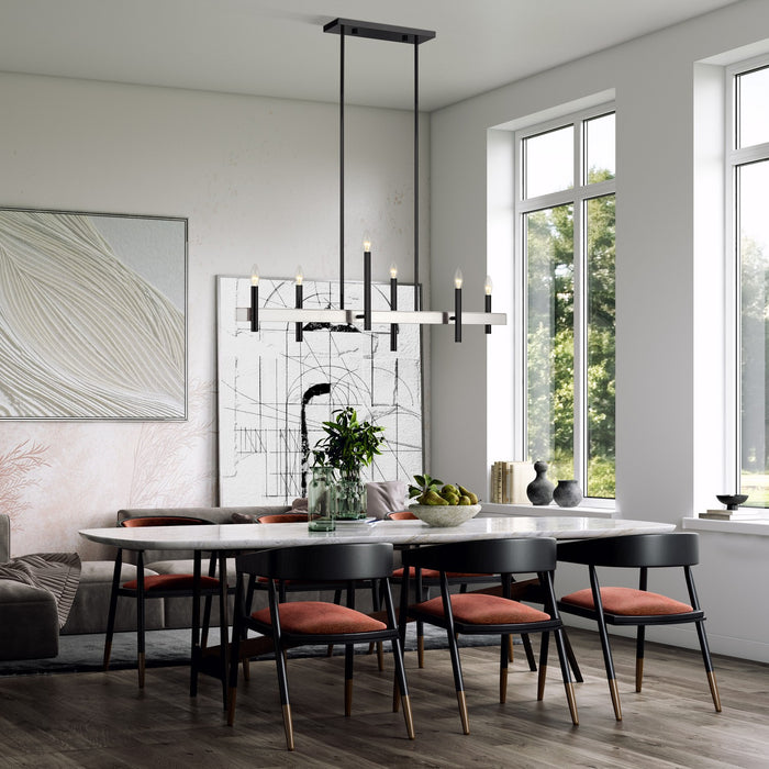 Livex Lighting - 49336-46 - Six Light Linear Chandelier - Denmark - Black Chrome with Brushed Nickel