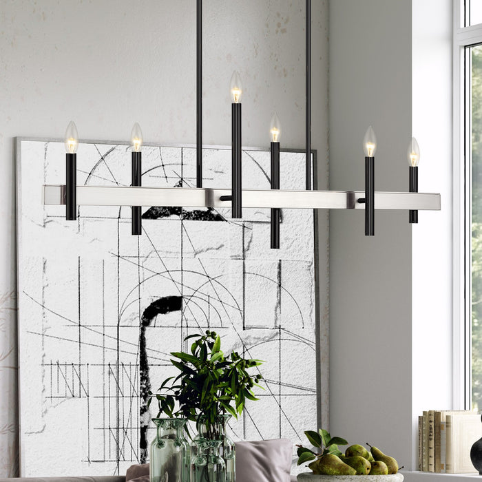Livex Lighting - 49336-46 - Six Light Linear Chandelier - Denmark - Black Chrome with Brushed Nickel