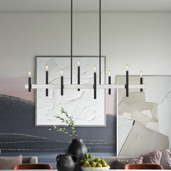 Livex Lighting - 49338-04 - Eight Light Linear Chandelier - Denmark - Black with Brushed Nickel