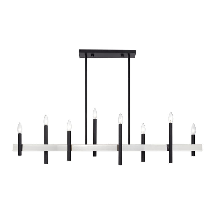 Livex Lighting - 49338-04 - Eight Light Linear Chandelier - Denmark - Black with Brushed Nickel
