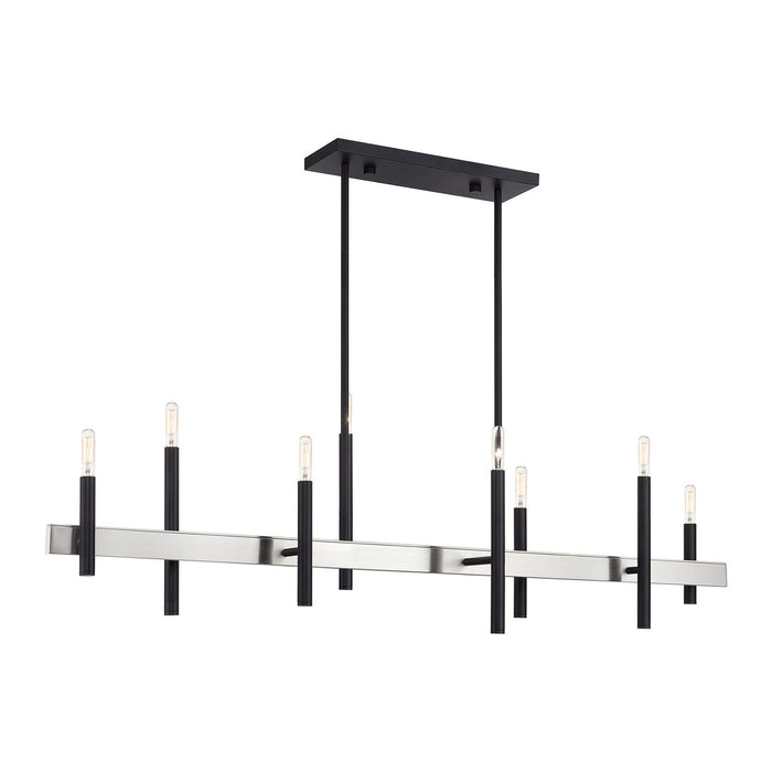 Livex Lighting - 49338-04 - Eight Light Linear Chandelier - Denmark - Black with Brushed Nickel