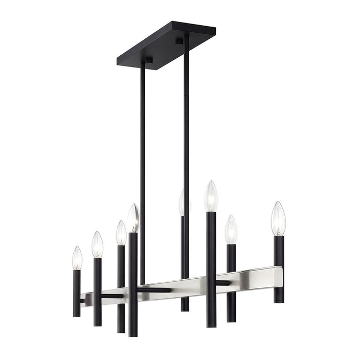 Livex Lighting - 49338-04 - Eight Light Linear Chandelier - Denmark - Black with Brushed Nickel