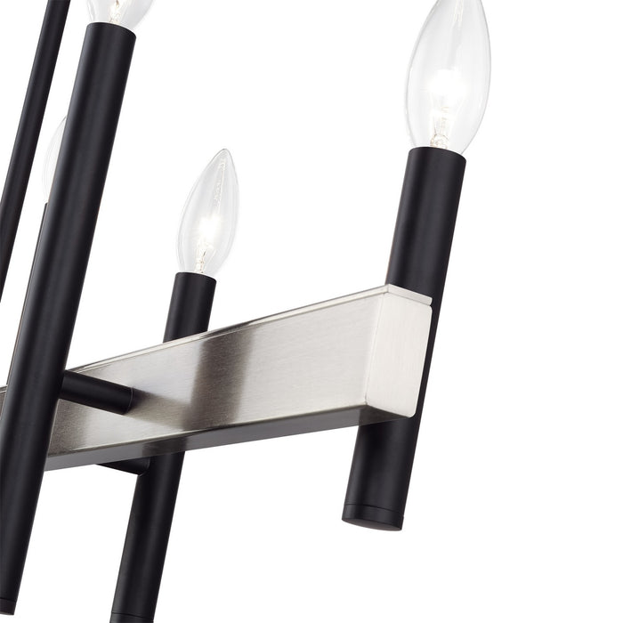 Livex Lighting - 49338-04 - Eight Light Linear Chandelier - Denmark - Black with Brushed Nickel