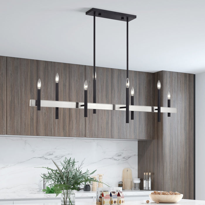 Livex Lighting - 49338-04 - Eight Light Linear Chandelier - Denmark - Black with Brushed Nickel