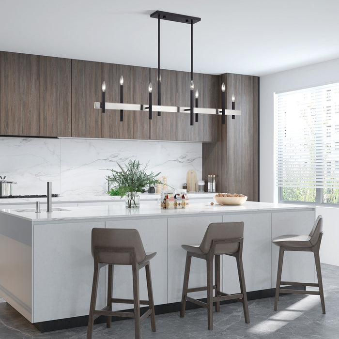 Livex Lighting - 49338-04 - Eight Light Linear Chandelier - Denmark - Black with Brushed Nickel