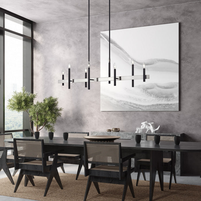 Livex Lighting - 49338-04 - Eight Light Linear Chandelier - Denmark - Black with Brushed Nickel