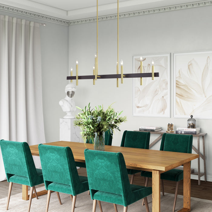 Livex Lighting - 49338-12 - Eight Light Linear Chandelier - Denmark - Satin Brass with Bronze