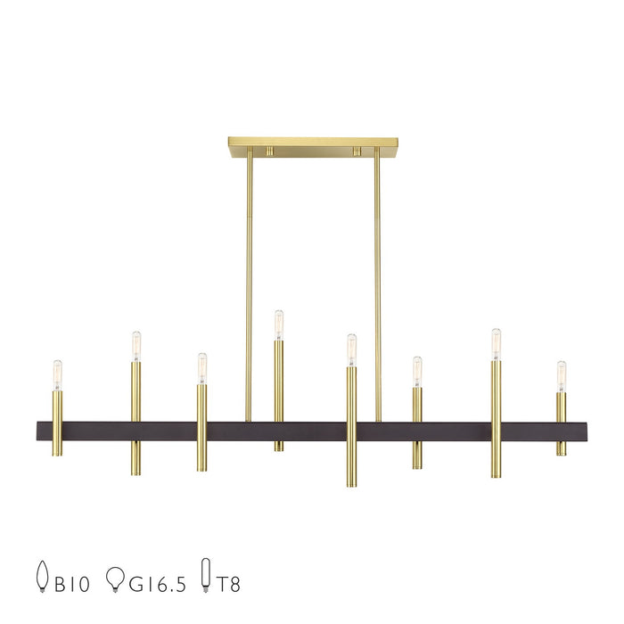 Livex Lighting - 49338-12 - Eight Light Linear Chandelier - Denmark - Satin Brass with Bronze