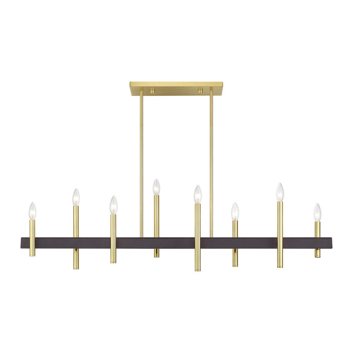 Livex Lighting - 49338-12 - Eight Light Linear Chandelier - Denmark - Satin Brass with Bronze