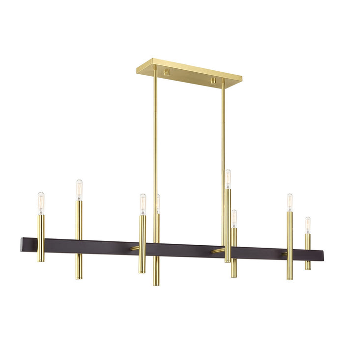 Livex Lighting - 49338-12 - Eight Light Linear Chandelier - Denmark - Satin Brass with Bronze