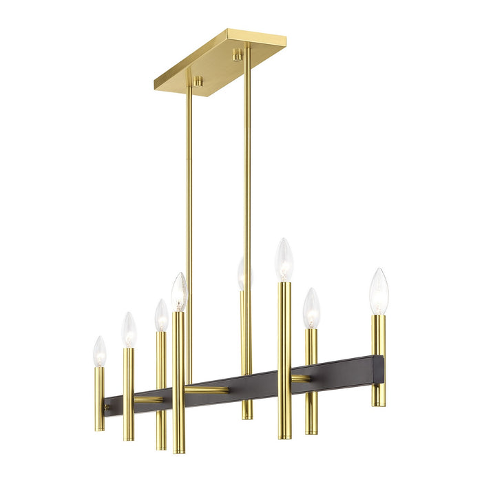 Livex Lighting - 49338-12 - Eight Light Linear Chandelier - Denmark - Satin Brass with Bronze