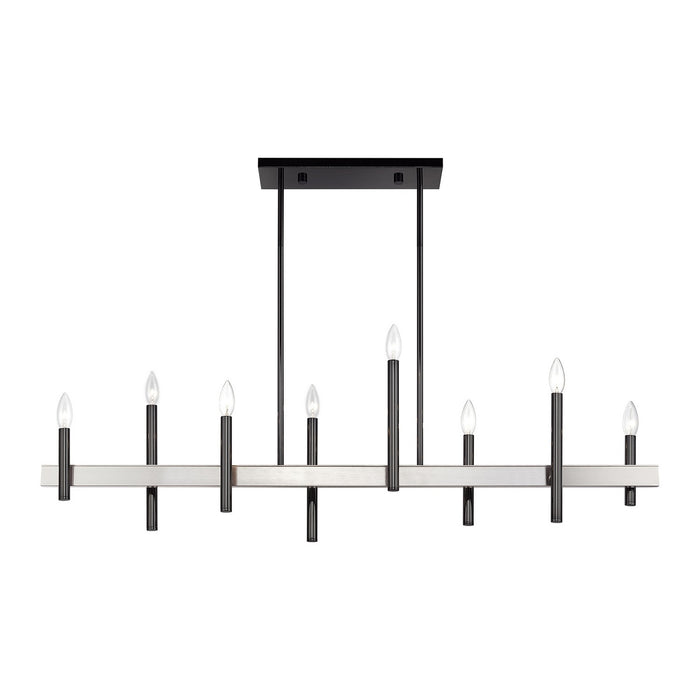 Livex Lighting - 49338-46 - Eight Light Linear Chandelier - Denmark - Black Chrome with Brushed Nickel