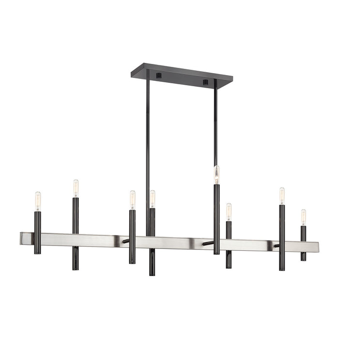 Livex Lighting - 49338-46 - Eight Light Linear Chandelier - Denmark - Black Chrome with Brushed Nickel