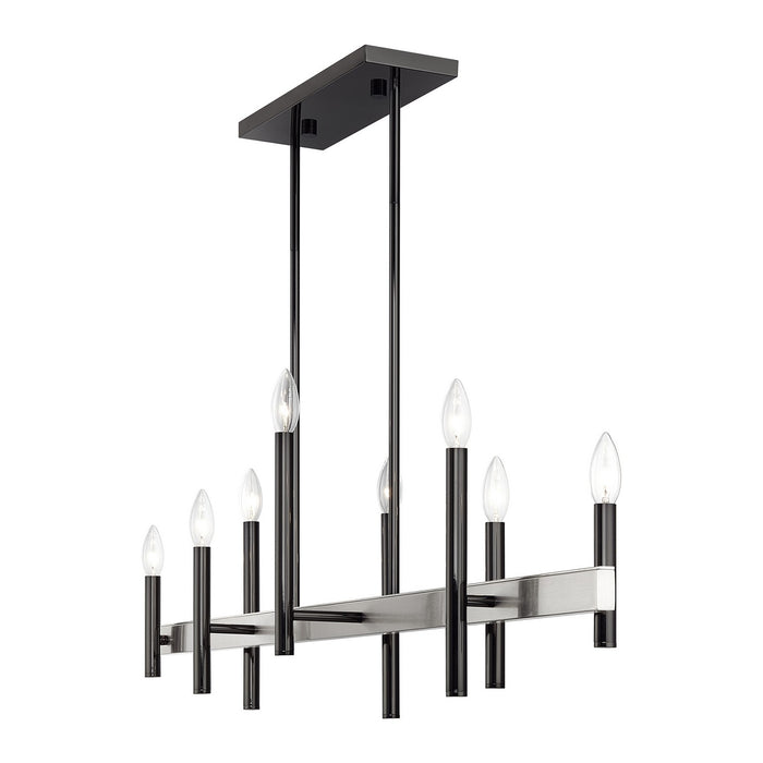 Livex Lighting - 49338-46 - Eight Light Linear Chandelier - Denmark - Black Chrome with Brushed Nickel