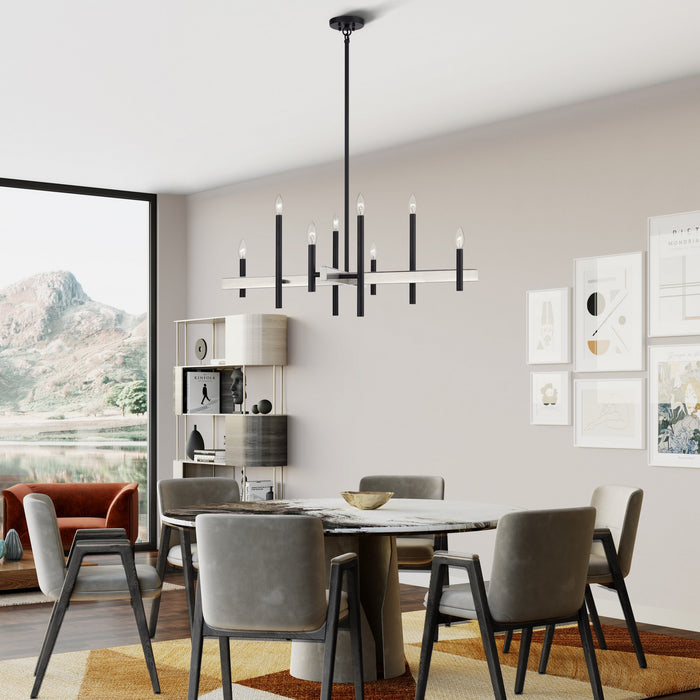Livex Lighting - 49347-04 - Eight Light Chandelier - Denmark - Black with Brushed Nickel