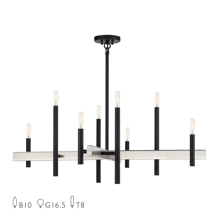 Livex Lighting - 49347-04 - Eight Light Chandelier - Denmark - Black with Brushed Nickel