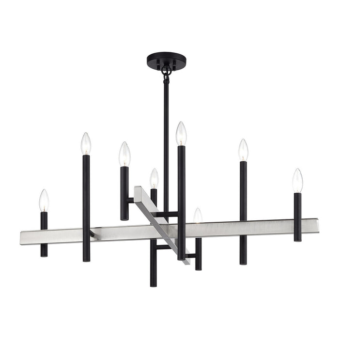 Livex Lighting - 49347-04 - Eight Light Chandelier - Denmark - Black with Brushed Nickel