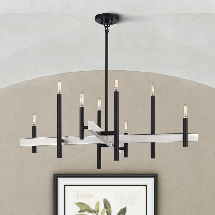 Livex Lighting - 49347-04 - Eight Light Chandelier - Denmark - Black with Brushed Nickel