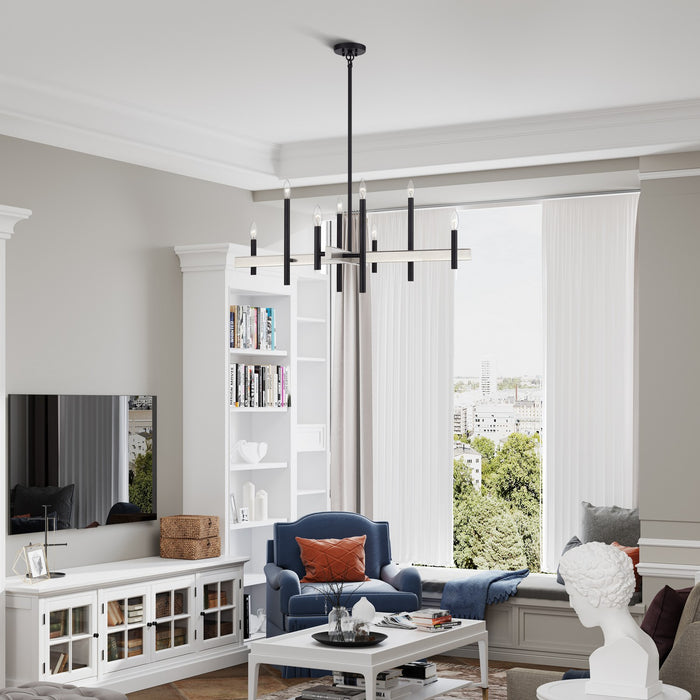 Livex Lighting - 49347-04 - Eight Light Chandelier - Denmark - Black with Brushed Nickel