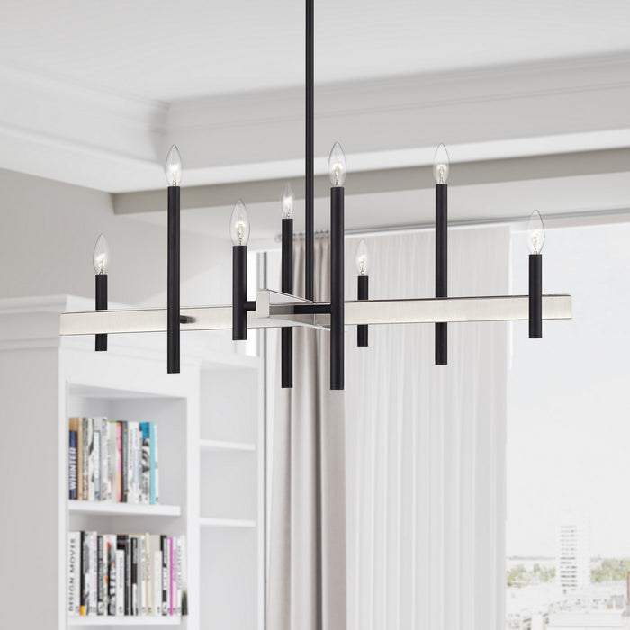 Livex Lighting - 49347-04 - Eight Light Chandelier - Denmark - Black with Brushed Nickel