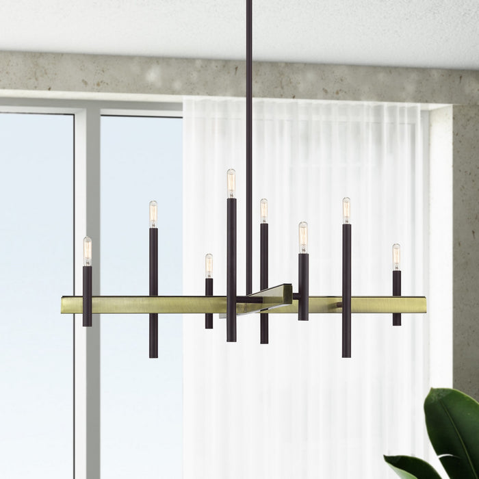 Livex Lighting - 49347-07 - Eight Light Chandelier - Denmark - Bronze with Antique Brass