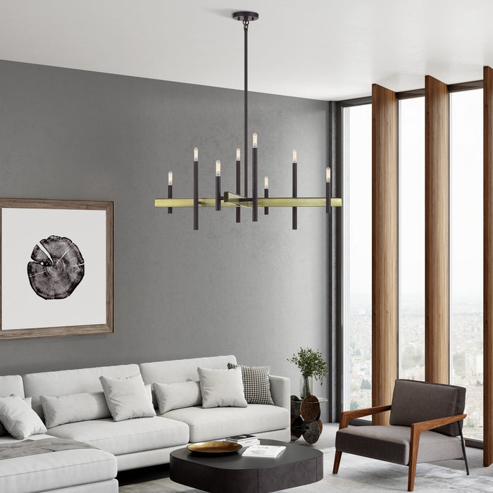 Livex Lighting - 49347-07 - Eight Light Chandelier - Denmark - Bronze with Antique Brass