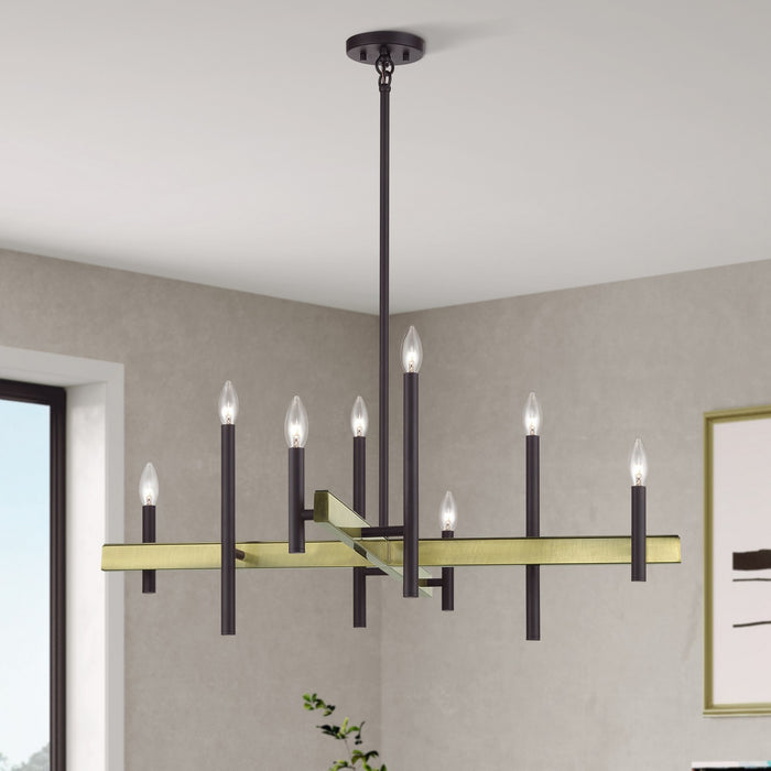 Livex Lighting - 49347-07 - Eight Light Chandelier - Denmark - Bronze with Antique Brass