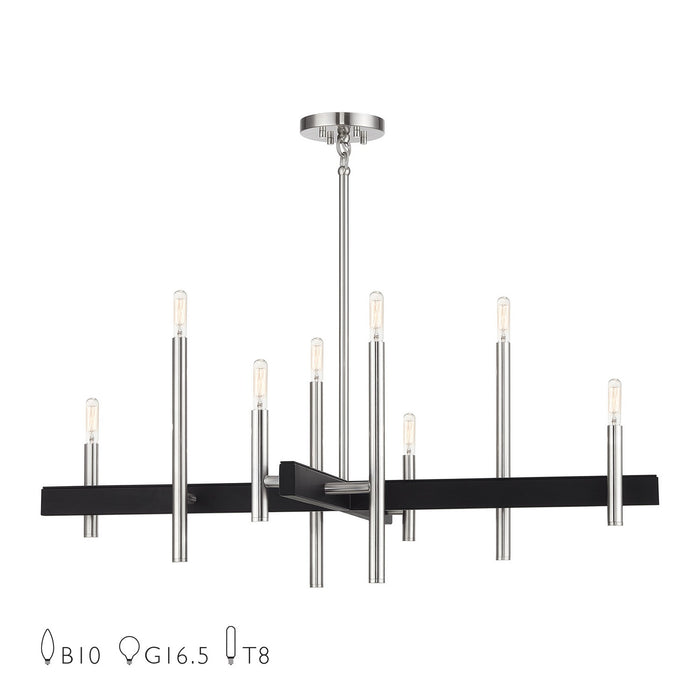 Livex Lighting - 49347-91 - Eight Light Chandelier - Denmark - Brushed Nickel with Black