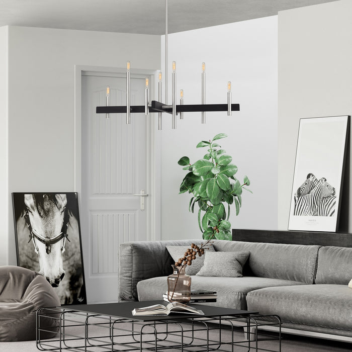 Livex Lighting - 49347-91 - Eight Light Chandelier - Denmark - Brushed Nickel with Black