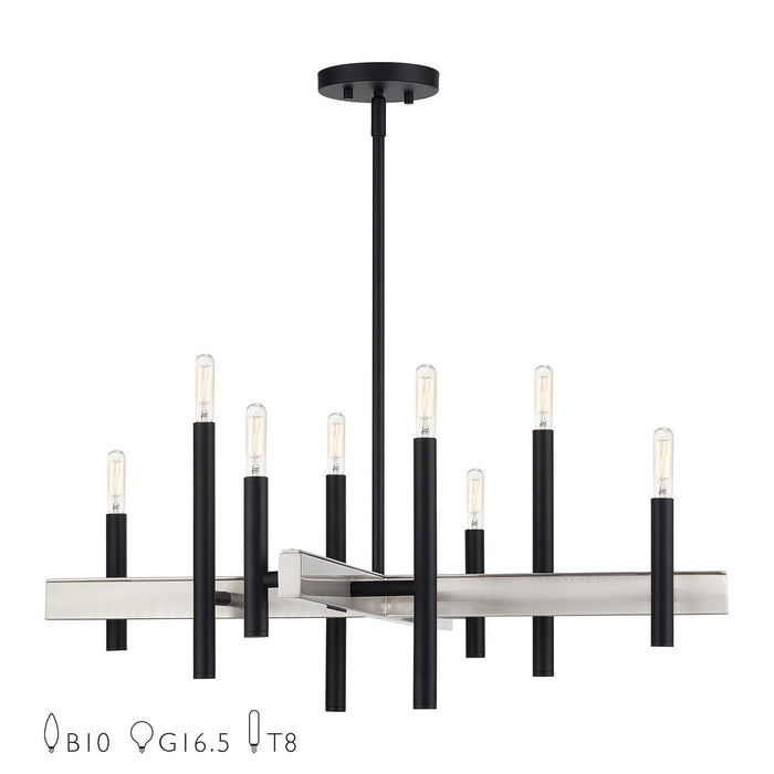 Livex Lighting - 49348-04 - Eight Light Chandelier - Denmark - Black with Brushed Nickel
