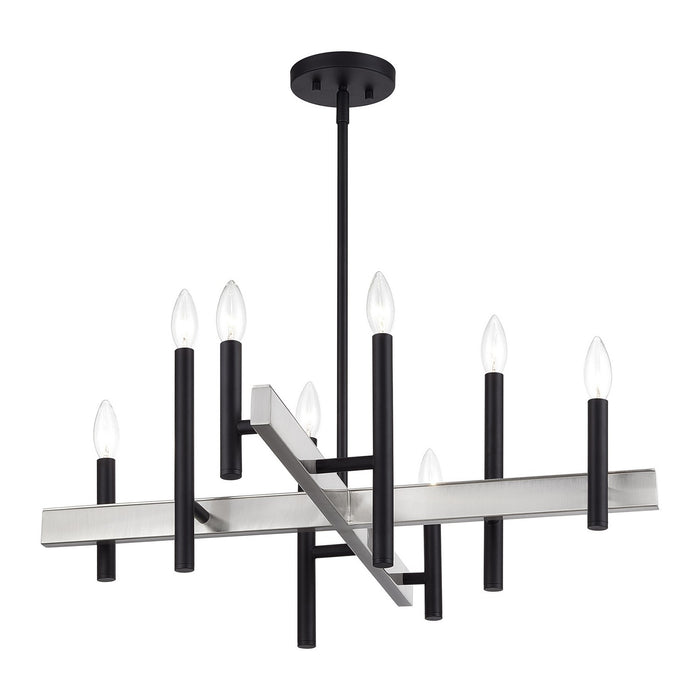 Livex Lighting - 49348-04 - Eight Light Chandelier - Denmark - Black with Brushed Nickel