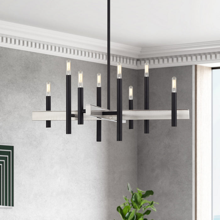 Livex Lighting - 49348-04 - Eight Light Chandelier - Denmark - Black with Brushed Nickel